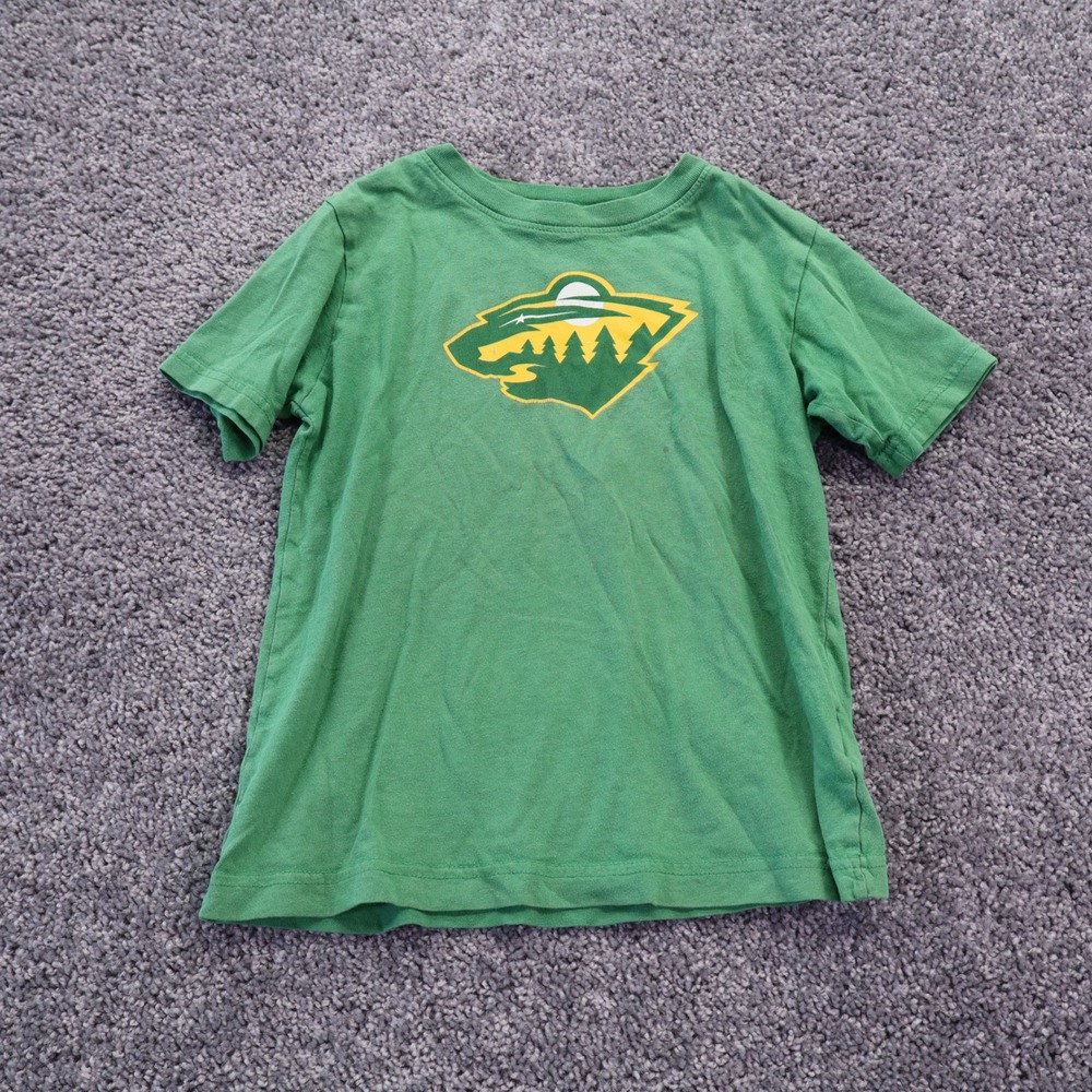 NHL Minnesota Wild T Shirt Boys Extra Small 4/5 Green Hockey Graphic
